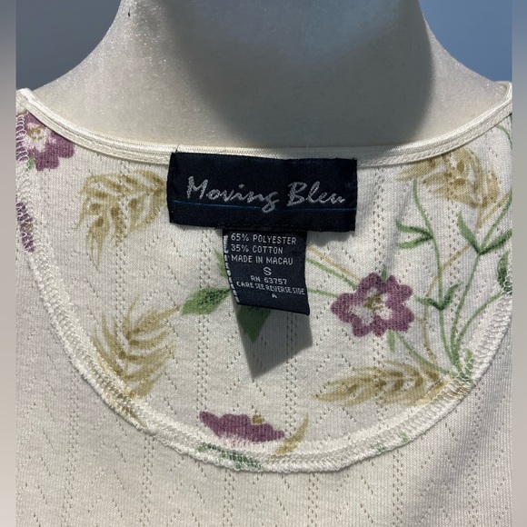 Vintage morning blue white knit pointelle cardigan shirt dutton down size small - Picture 6 of 8